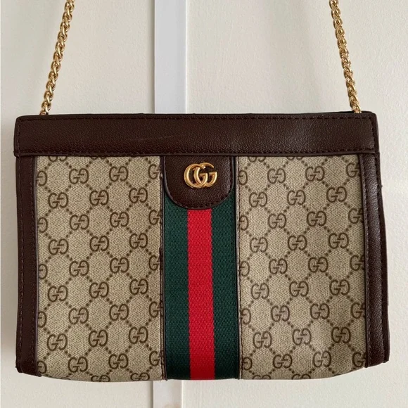 Brown and Green Crossbody Bag with Signature Design - Picture 2 of 7